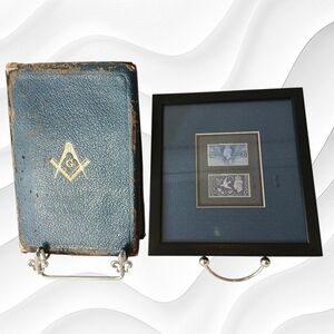 Masonic Edition Holy Bible, Holman Edition + Vtg Stamps W/ Symbols